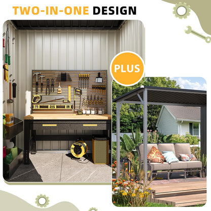 YODOLLA 6'x4' Outdoor Metal Storage Shed with 32 Sq. Ft Covered Space