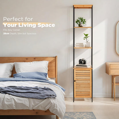 YODOLLA Tall Bamboo Bathroom Cabinet Freestanding Storage Unit