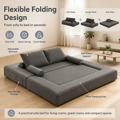 YODOLLA 2 Seater Boneless Sofa Bed, 197cm Folding Convertible Modular Sofa