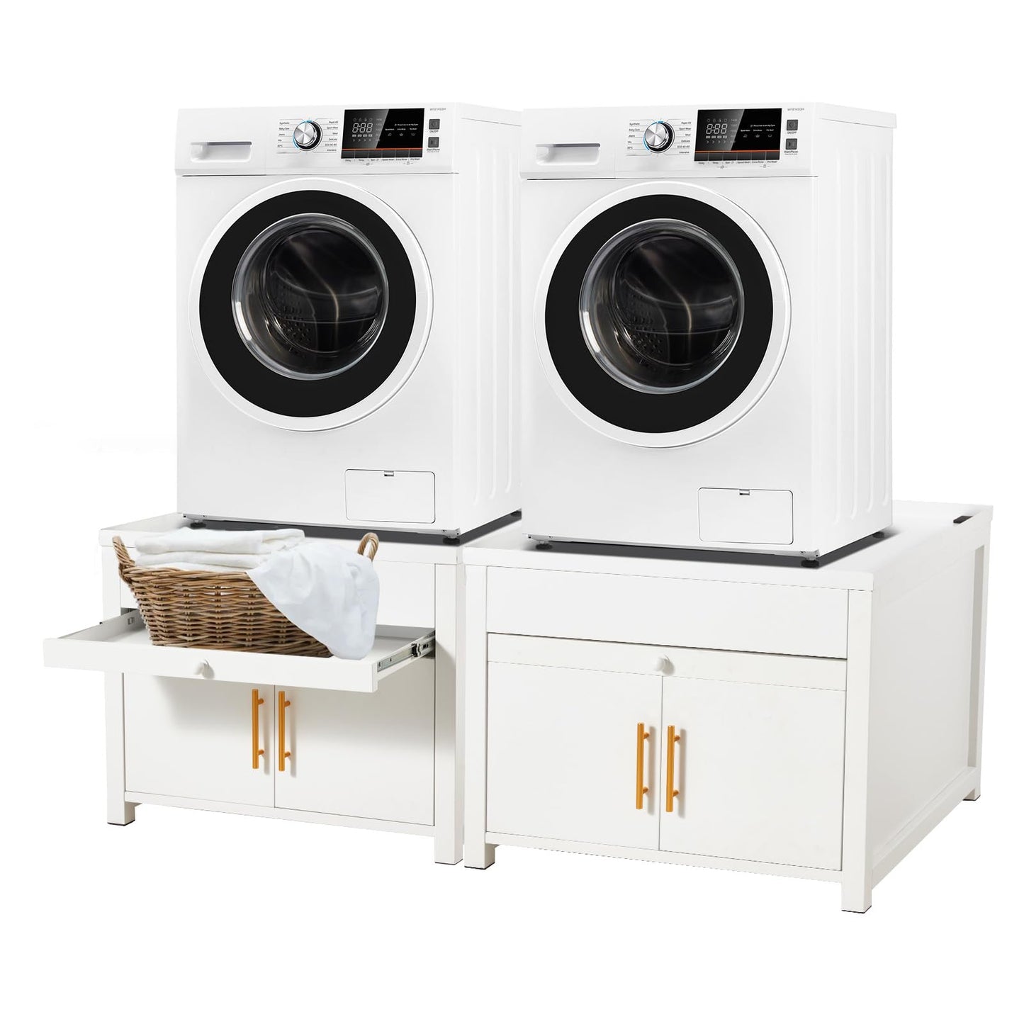 YODOLLA 74 × 74 × 58cm Laundry Pedestal, Washing Machine Stand Base with Drawer