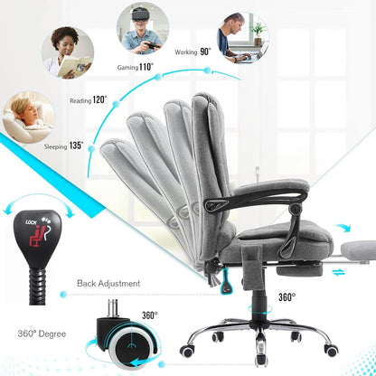 YODOLLA Office Chair with Footrest & Massage Function, Desk Chairs