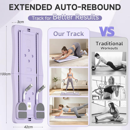 YODOLLA 5 in 1 Foldable Pilates Reformer Board with LED Counter, Purple