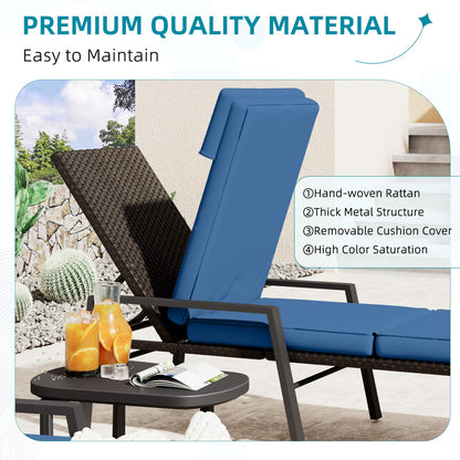YODOLLA PE Rattan Sun Loungers , 5-level Reclining Back & Removable Cushion