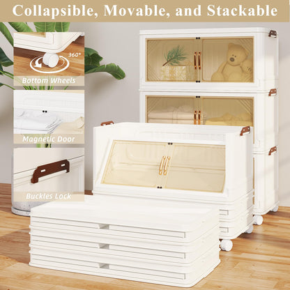 YODOLLA 189L Stackable Storage Boxes 3 Pack with Lids Wheels
