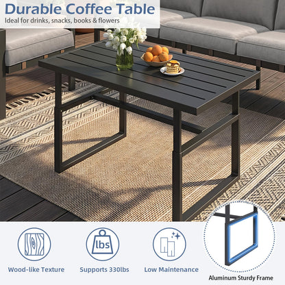 YODOLLA 5 Seater Outdoor Garden Furniture Set, 3-Seater Sofa & 2 Armchairs with Coffee Table