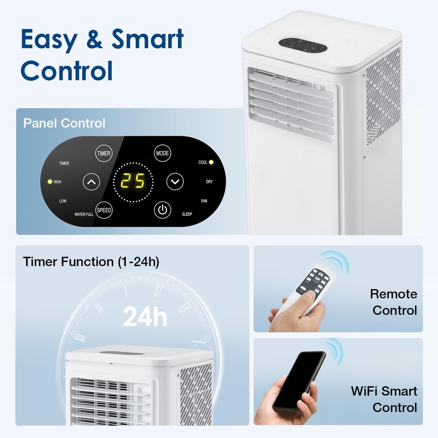 YODOLLA 9000 BTU Portable Air Conditioner, 4-in-1 Mobile Air Conditioning Unit