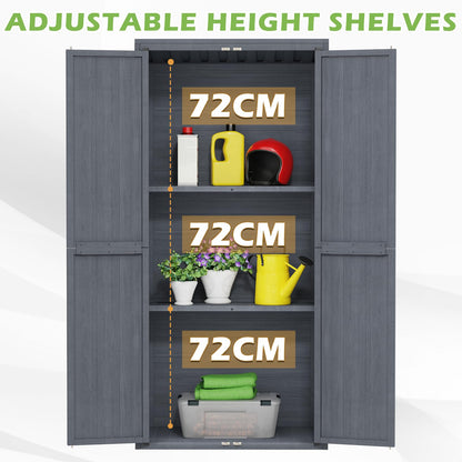 YODOLLA Outdoor Tall Garden Storage Box, Wooden Garden Storage Tool Cabinet Shed with 3 Adjustable Shelves