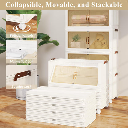 YODOLLA 324L Stackable Storage Boxes 4 Pack With Lids Wheels