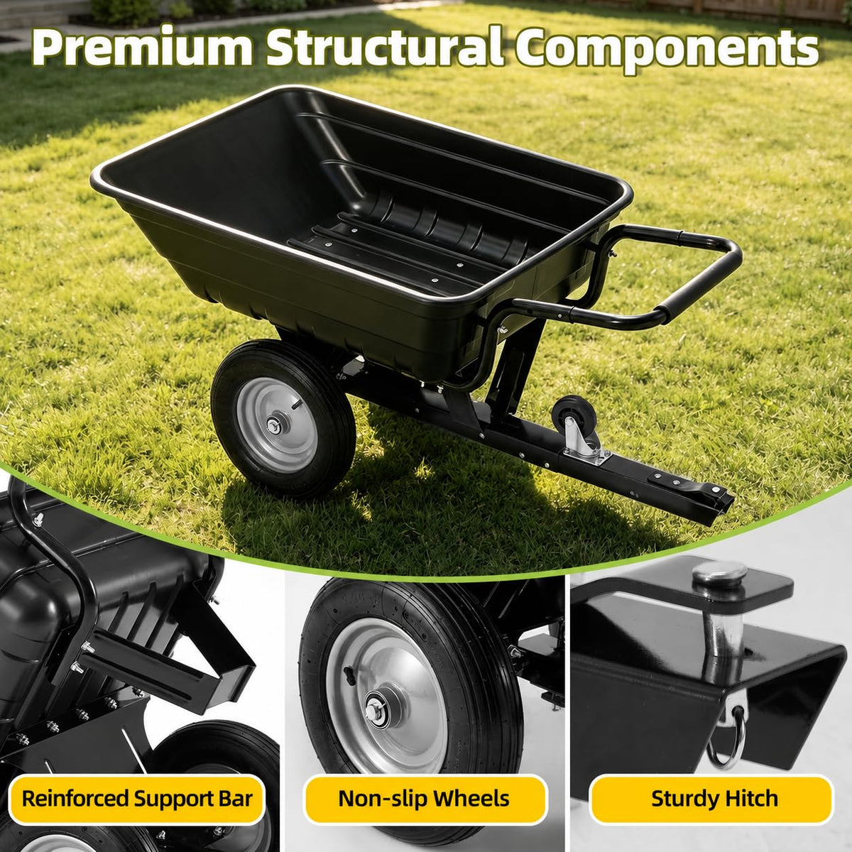 YODOLLA 2-in-1 Garden Trolley Cart, Wheelbarrow Cart 226kg Capacity