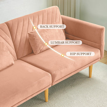 YODOLLA 2-3 SeaterSofa Bed Convertible Futon Sofa Beds, Pink