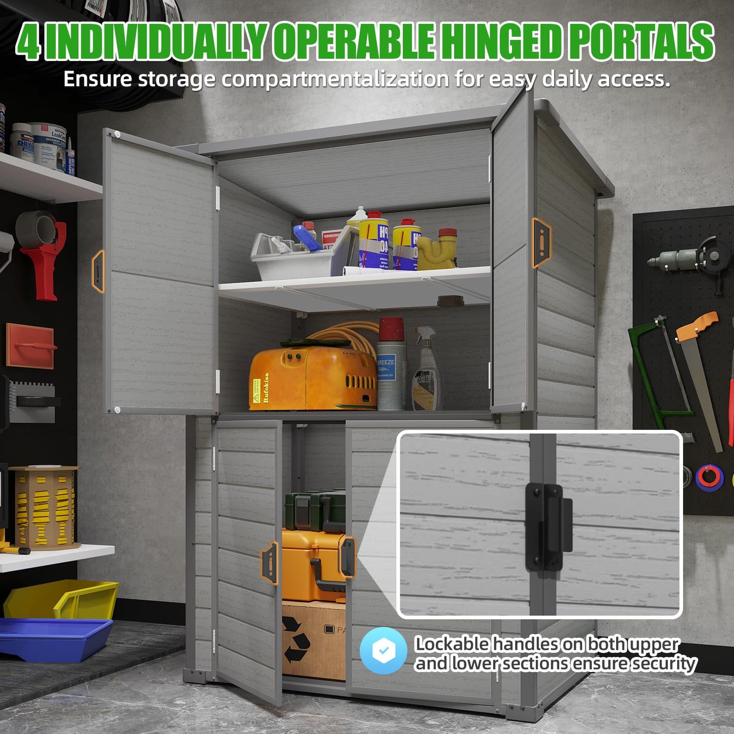 YODOLLA 129.5x89x176.5cm Storage Cabinet with Adjustable Shelves, Grey