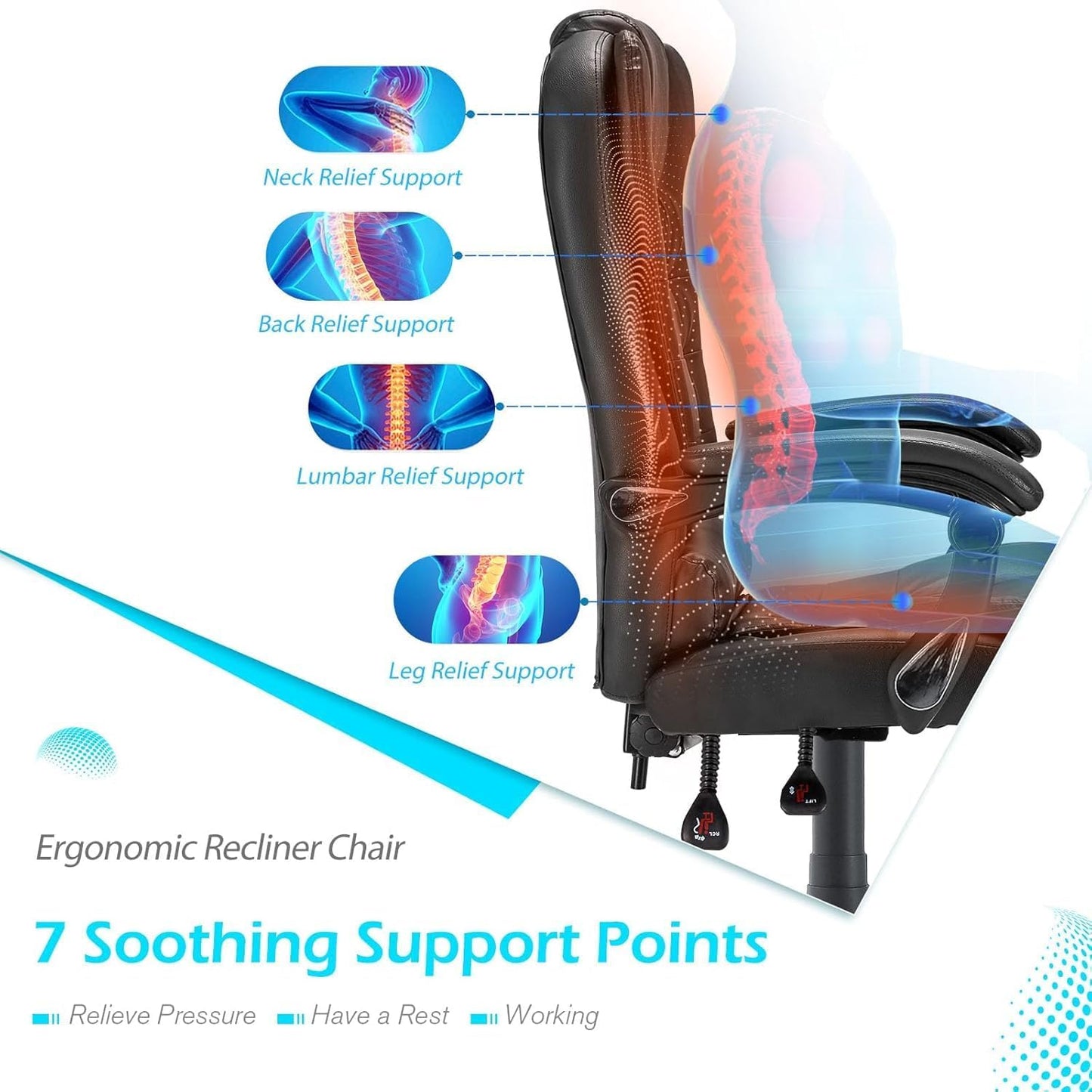 YODOLLA Office Chair with Footrest Desk Chairs For Home With Back Support