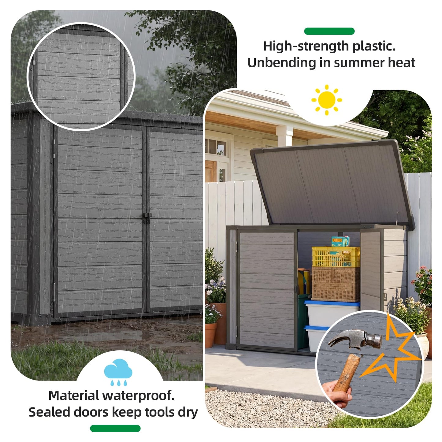 YODOLLA Garden Storage Box Shed Storage Cabinet with Lockable Openable Lid