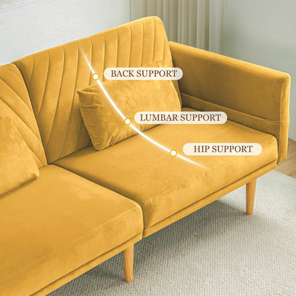 YODOLLA 2-3 SeaterSofa Bed Convertible Futon Sofa Beds, Yellow