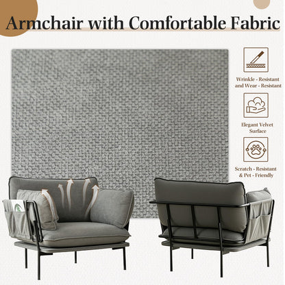 YODOLLA Modern Accent Armchair with Metal Frame, Grey