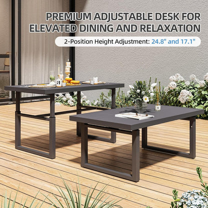 YODOLLA 7 Piece Aluminum Patio Furniture Set Outdoor Patio Conversation Set