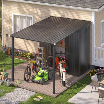 YODOLLA 8x9FT 2-in-1 Metal Lean-to Shed & Pergola Combo