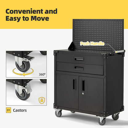 YODOLLA 132cm Heavy Duty Garage Workbench Lockable Tool Storage on Wheels