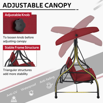 YODOLLA 3 Seater Garden Swing Seat Bed, Red