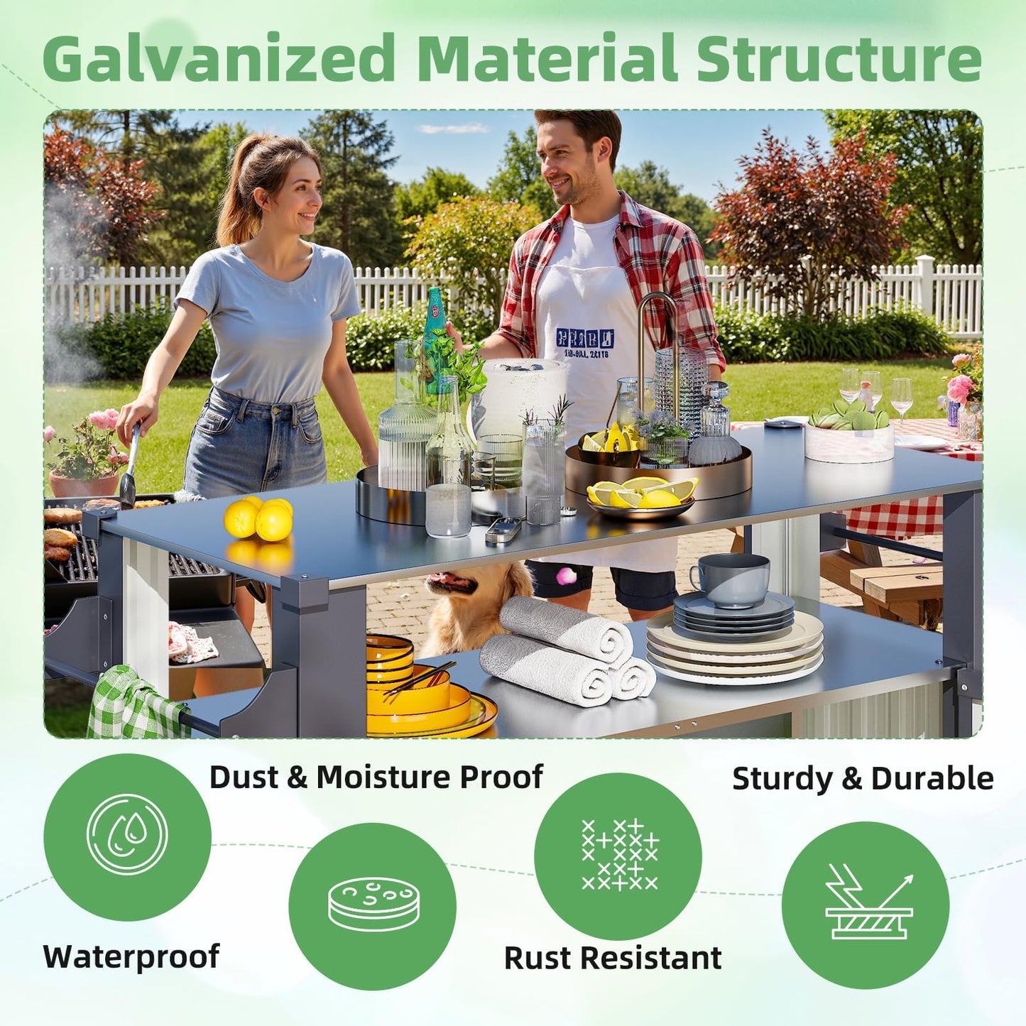 YODOLLA Rolling Outdoor Kitchen Island & Bar Cart