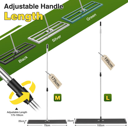 YODOLLA Lawn Leveling Rake 195 x 102×25cm Stainless Steel Lawn Leveller, Black