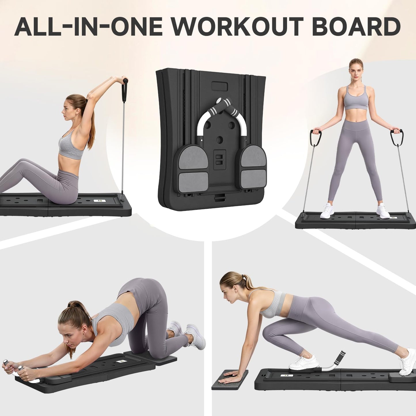 YODOLLA 5 in 1 Foldable Pilates Reformer Board with LED Counter, Black
