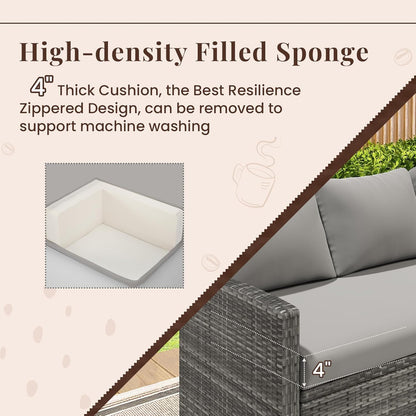 YODOLLA 7-Piece Outdoor Patio Furniture Set, Grey Rattan & Grey Cushion