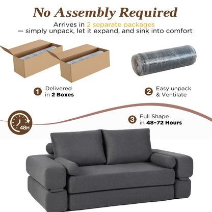 YODOLLA 2 Seater Boneless Sofa Bed, 197cm Folding Convertible Modular Sofa