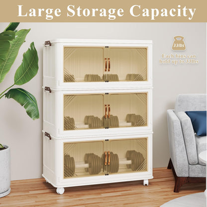 YODOLLA 243L Stackable Storage Boxes 3 Pack with Lids Wheels