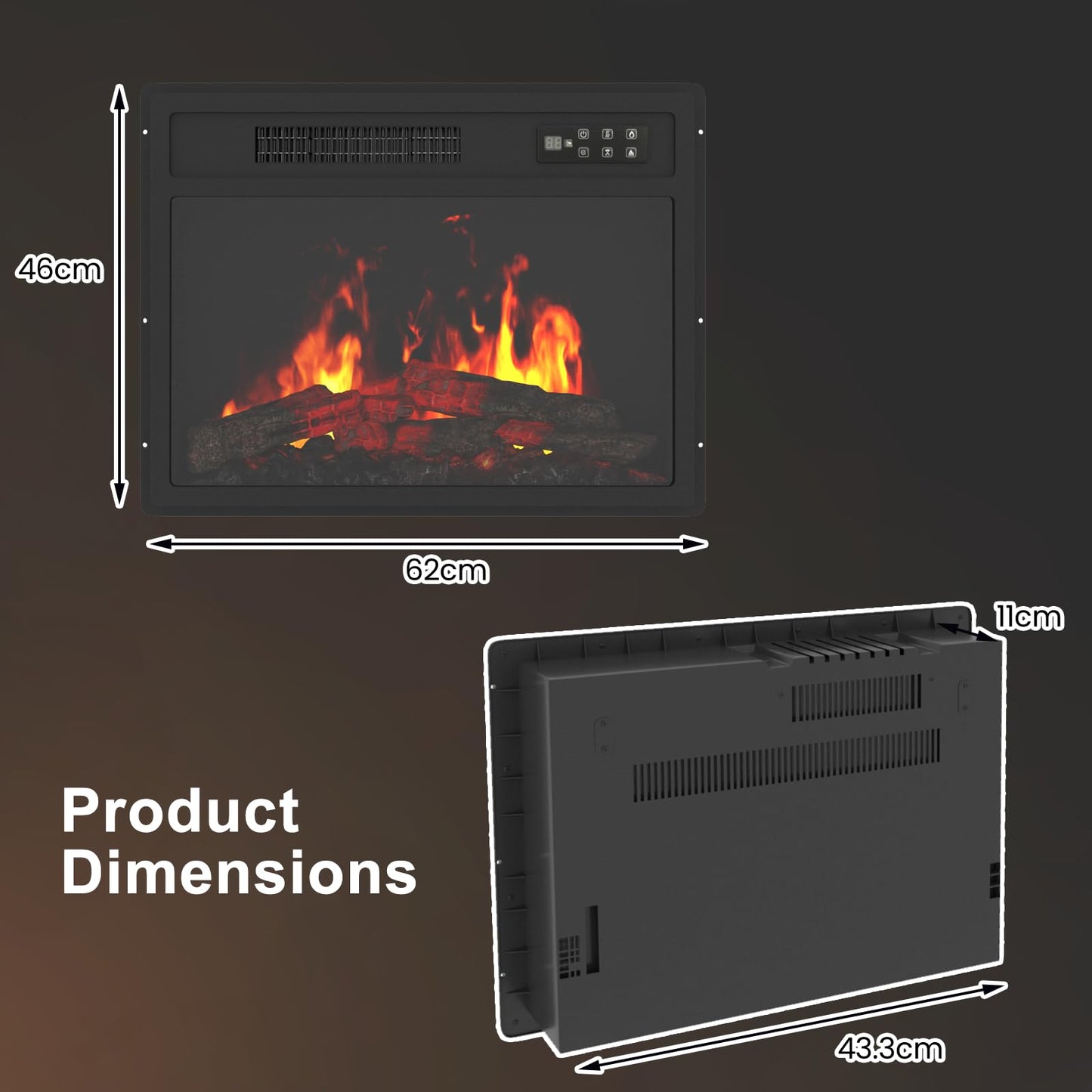 YODOLLA 58cm Electric Fireplace Insert