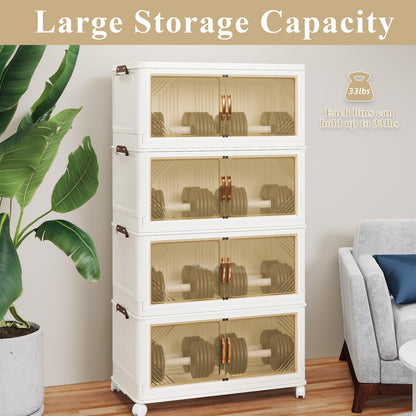 YODOLLA 252L Stackable Storage Boxes 4 Pack with Lids Wheels