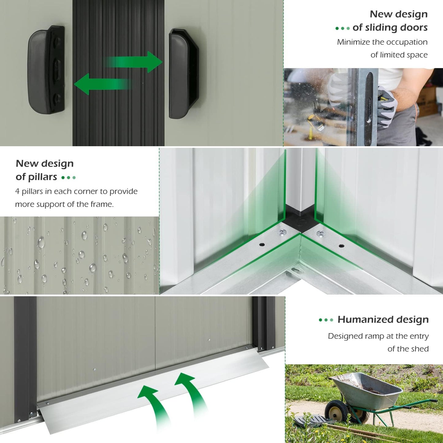 YODOLLA 8x6 ft Outdoor Storage Shed, Grey