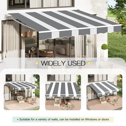 YODOLLA 2.5x2m Retractable Patio Awning Manual Crank Sun Shade Canopy