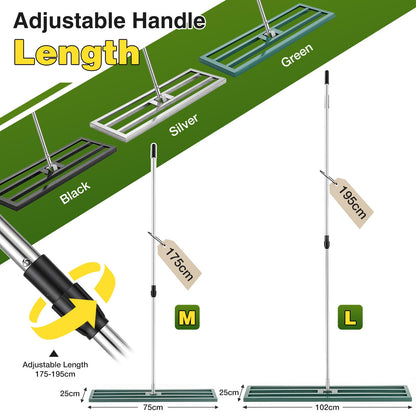 YODOLLA Lawn Leveling Rake 195 x 75×25cm Stainless Steel Lawn Leveller, Green