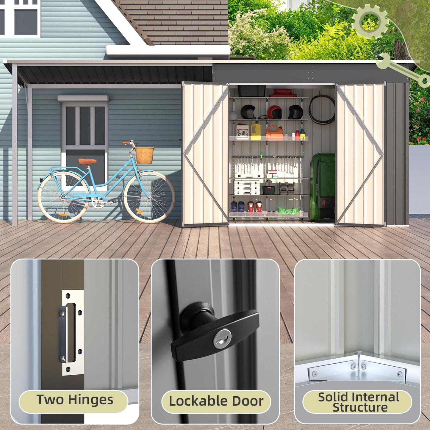 YODOLLA 6'x4' Outdoor Metal Storage Shed with 32 Sq. Ft Covered Space
