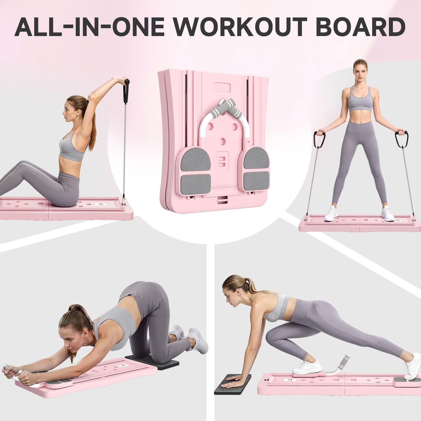 YODOLLA 5 in 1 Foldable Pilates Reformer Board with LED Counter, Pink