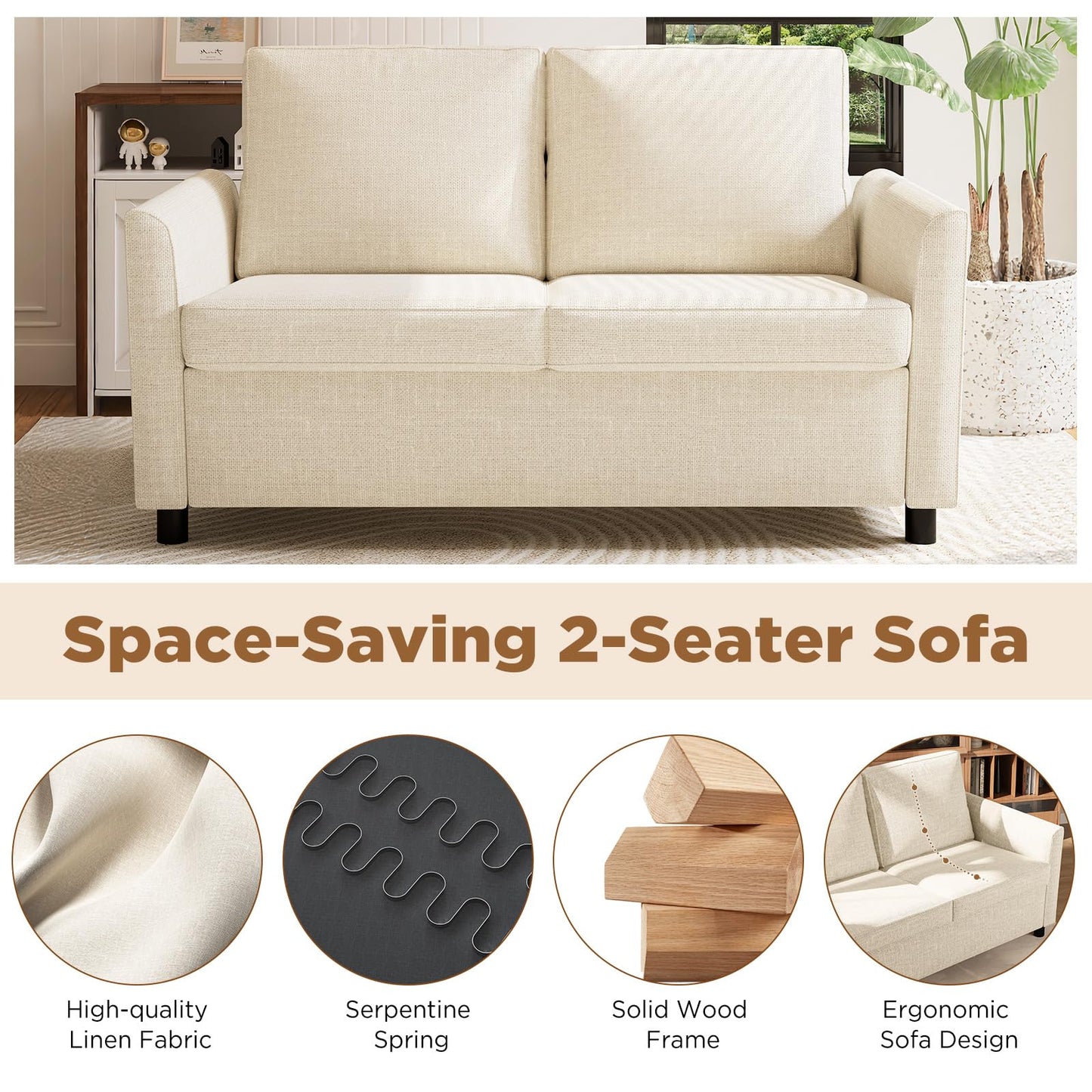 YODOLLA 2 Seater Sofa with Removable Sofa Covers, Morden Love Seat Comfy Couch
