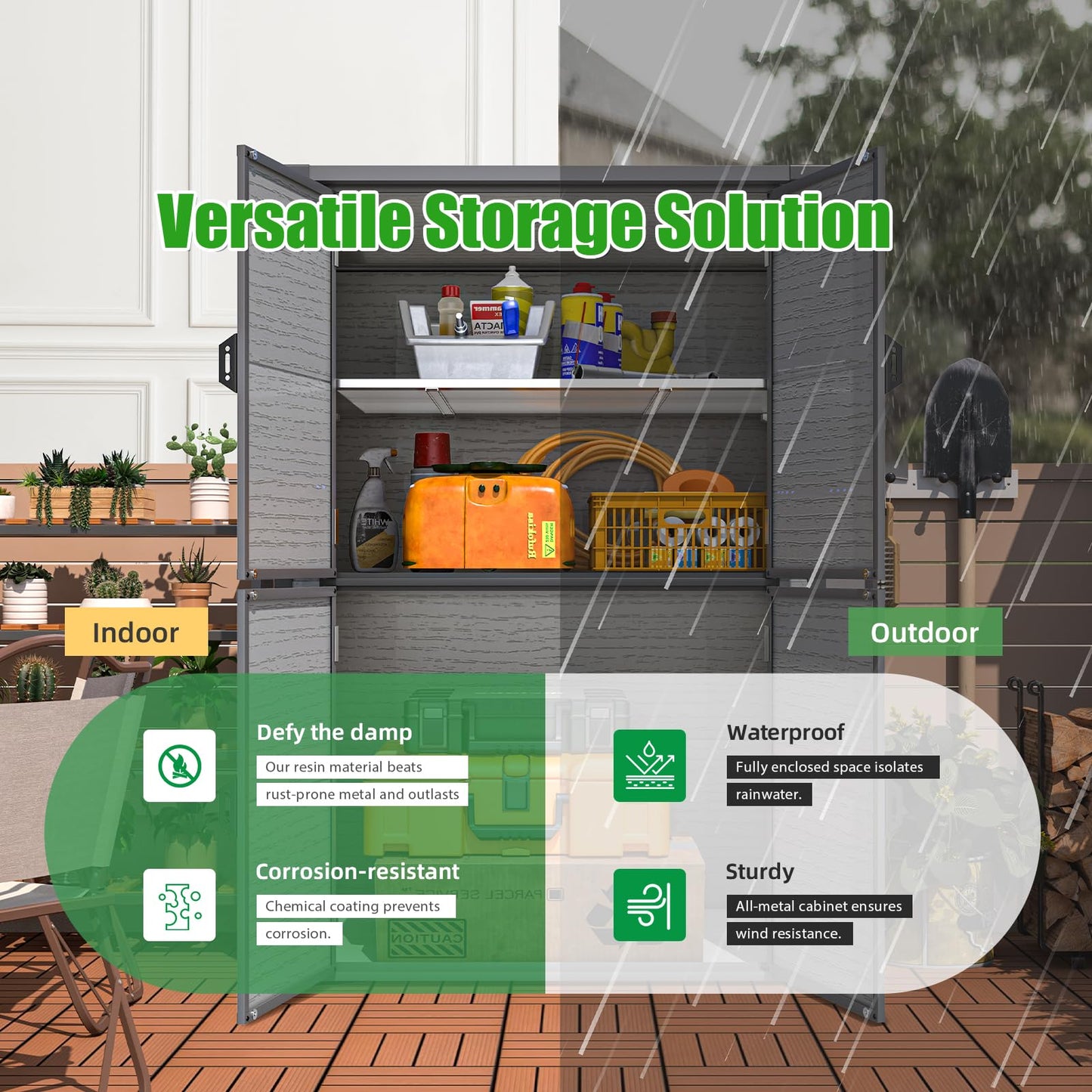 YODOLLA 129.5x89x176.5cm Storage Cabinet with Adjustable Shelves, Grey
