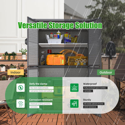 YODOLLA 129.5x89x176.5cm Storage Cabinet with Adjustable Shelves, Grey