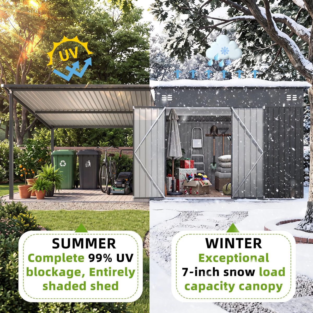 YODOLLA 20x8FT 2-in-1 Metal Lean-to Shed With Pergola Combo