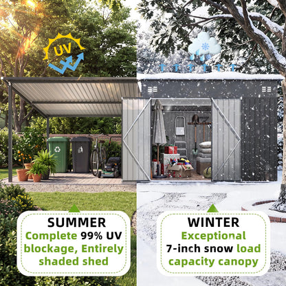 YODOLLA 20x8FT 2-in-1 Metal Lean-to Shed With Pergola Combo