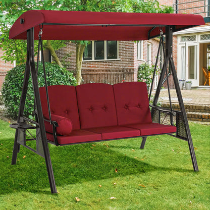 YODOLLA 3 Seater Garden Swing Chair with Adjustable Canopy & Cushions