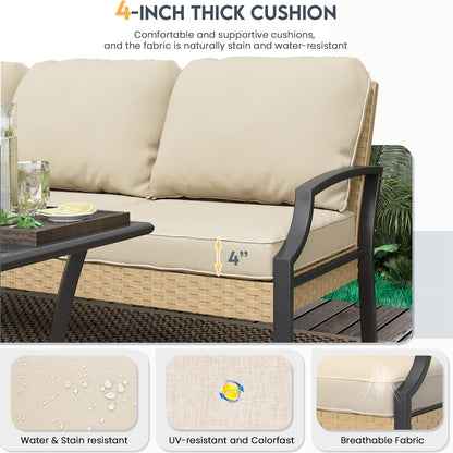 YODOLLA 4-Piece Patio Furniture Set with Rocking Chairs, Beige