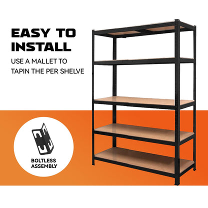 YODOLLA 5 Tier Heavy Duty Garage Shelving Unit 180cm Steel Storage Rack