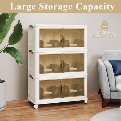 YODOLLA 189L Stackable Storage Boxes 3 Pack with Lids Wheels