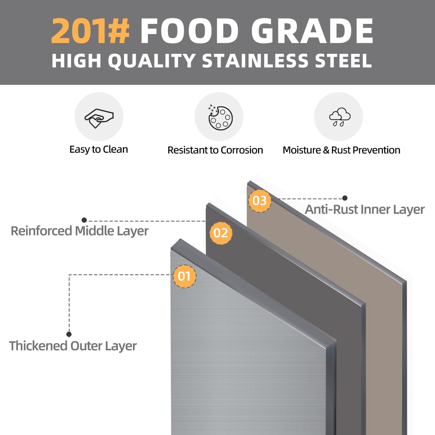 YODOLLA Stainless Steel 2-Layer Top Shelf Table 76x60x138cm Commercial Workbench