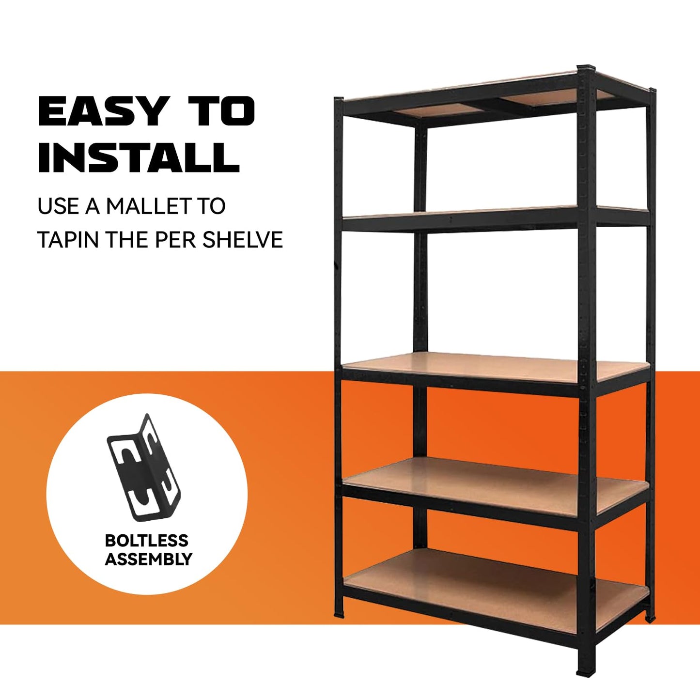 YODOLLA 5 Tier Heavy Duty Garage Shelving Unit 170cm Steel Storage Rack