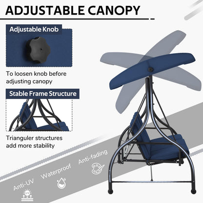 YODOLLA 3 Seater Garden Swing Seat Bed, Blue
