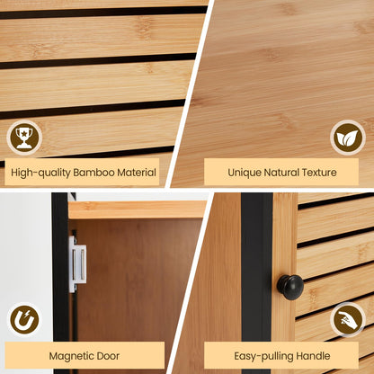 YODOLLA Bamboo Bathroom Cabinet Freestanding Storage Unit