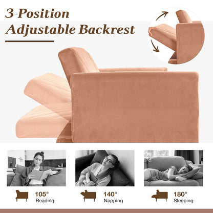 YODOLLA 2-3 SeaterSofa Bed Convertible Futon Sofa Beds, Pink